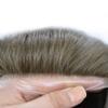 0.08mm Thin Skin Toupee for Men Human Hair Replacement System Full PU Mens Toupee V-looped Front Invisible Hairline Hair System for Men Hairpiece 8X10 #710 #7 VERY LIGHT BROWN+10% GREY 100% Density view 3