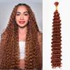 Deep Wave Bulk Braiding Hair Extensions-20 Inches 8 Pakcs Ginger Synthetic Curly Hair Bundle for Braiding,No Weft Braids for Human20"-8 Packs,350# view 1