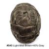 0.08mm Thin Skin Toupee for Men Human Hair Replacement System Full PU Mens Toupee V-looped Front Invisible Hairline Hair System for Men Hairpiece 8X10 #540 #5 MEDIUM LIGHT BROWN+40% GREY 100% Density view 2