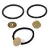 10 Pieces Hair Ties Hair Bands with 20mm Round Blank Cabochon Setting Tray Elastic Hair Rope with Blank Tray for DIY Hair Accessories Making, Black and Gold view 4