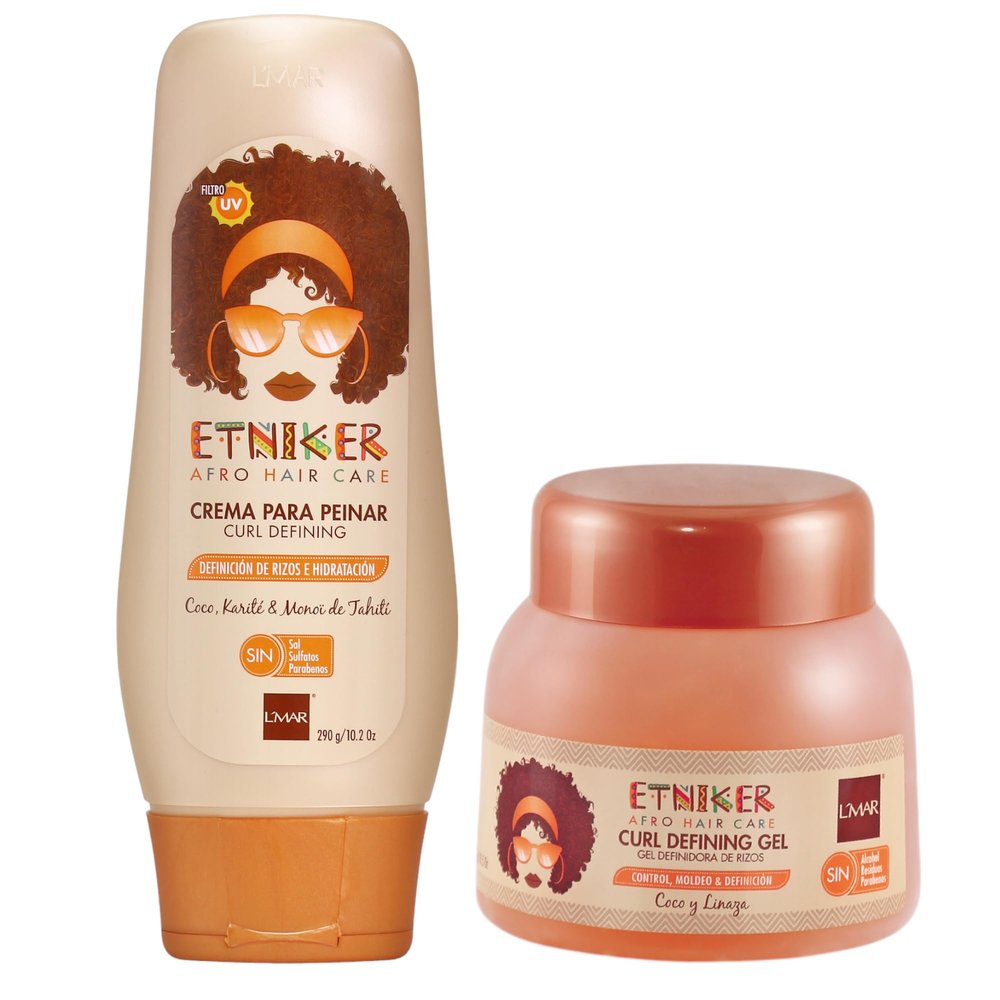 Etniker Define & Shape Duo Kit for Afro-Textured, Curly & Wavy Hair. Defining Gel & Styling Cream. Sculpt, Define, and Moisturize - Coconut & Shea Infused - No Alcohol, Parabens, or Residue. 10.oz