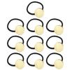 10 Pieces Hair Ties Hair Bands with 25mm Round Blank Cabochon Setting Tray Elastic Hair Rope with Blank Tray for DIY Hair Accessories Making, Black and Gold view 1