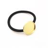 10 Pieces Hair Ties Hair Bands with 25mm Round Blank Cabochon Setting Tray Elastic Hair Rope with Blank Tray for DIY Hair Accessories Making, Black and Gold view 2