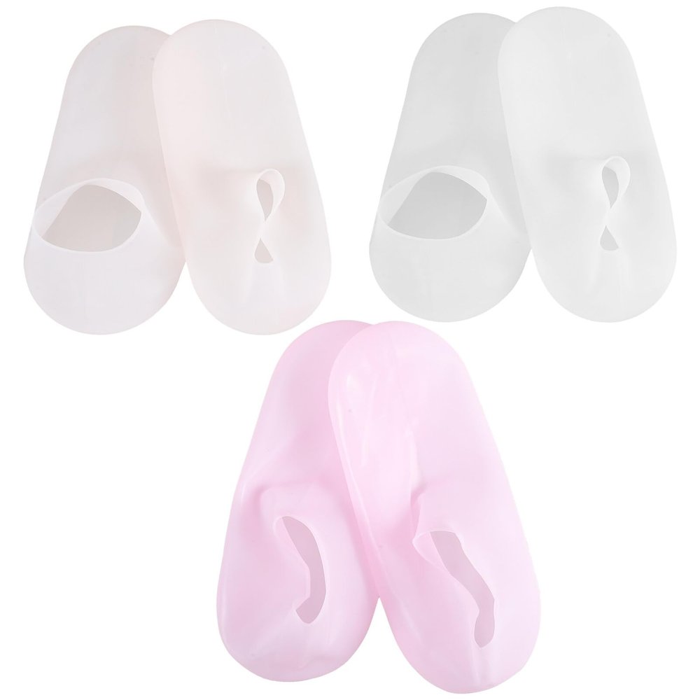 Healvian 3pairs Moisturizing Foot Care Socks Silicone Foot Covers Nude and Pedicures