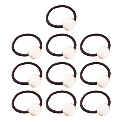 10 Pieces Hair Ties Hair Bands with 20mm Round Blank Cabochon Setting Tray Elastic Hair Rope with Blank Tray for DIY Hair Accessories Making, Black and Silver