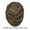0.08mm Thin Skin Toupee for Men Human Hair Replacement System Full PU Mens Toupee V-looped Front Invisible Hairline Hair System for Men Hairpiece 8X10 #1720 #17 DARK ASH BLONDE+20% GREY 100% Density view 2