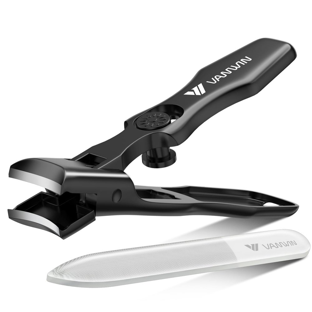 German Nail Clippers for Men Thick Nails, VANWIN Toenail Clippers for Seniors Large Wide Jaw Opening, Heavy Duty No Splash Fingernail Clipper with Safety Lock Nail Clippers with Catcher for Women