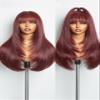 GORGIUS Straight Layered Wigs with Bangs Glueless Burgundy Color Wig 22 Inch Put On Go Wigs Crafted with Style-Archive Premium Fiber Natural Hairline view 1