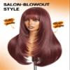 GORGIUS Straight Layered Wigs with Bangs Glueless Burgundy Color Wig 22 Inch Put On Go Wigs Crafted with Style-Archive Premium Fiber Natural Hairline view 4