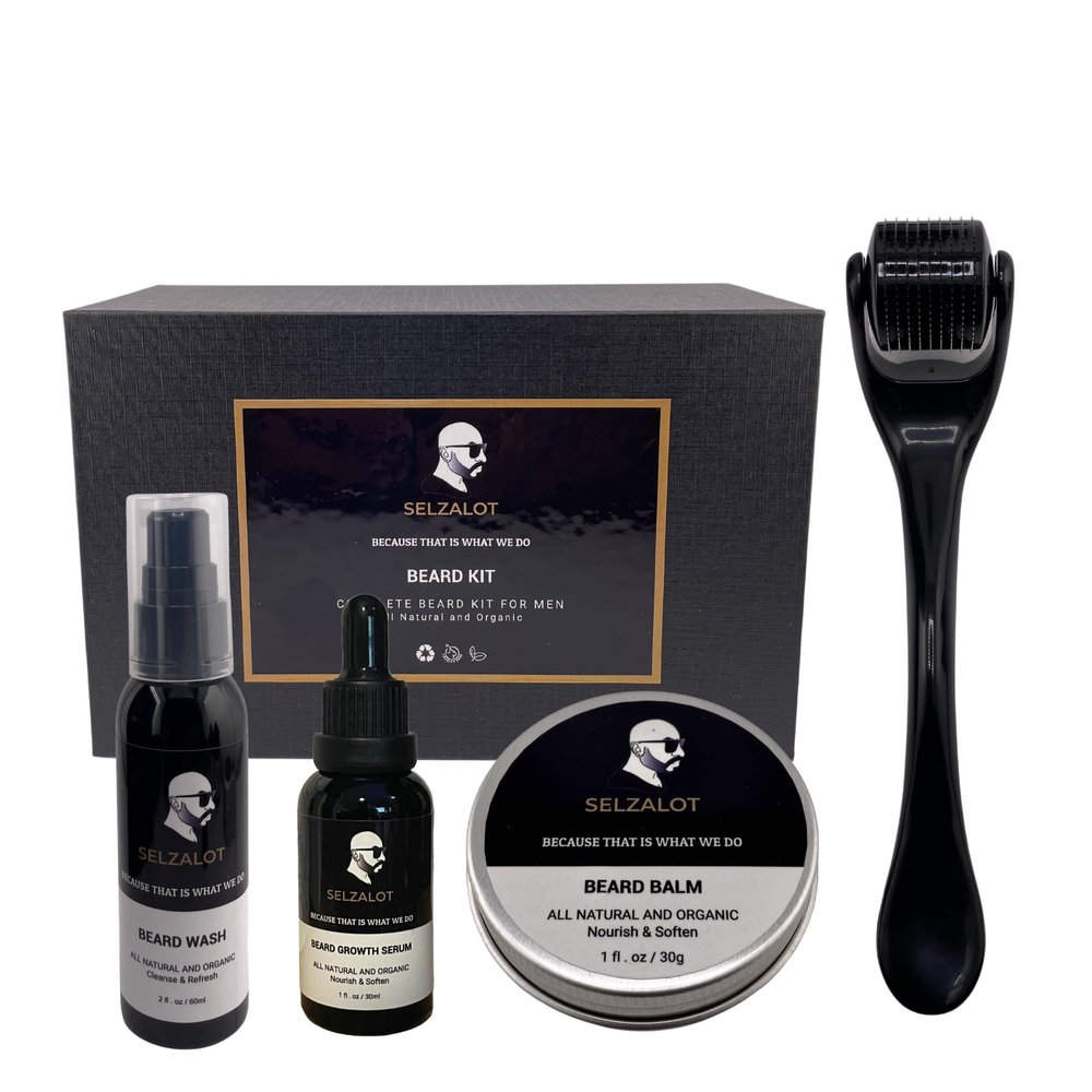 Beard Growth Kit Mens Beard Care Kit Grooming Set 5 Pieces Beard Products with Wash, Oil Serum, Balm and a Gift Box for Men Self Care