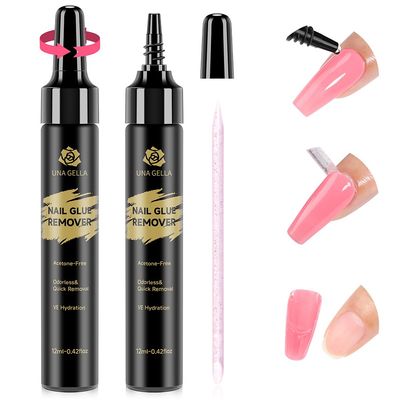 UNA GELLA Quick Removal Gel Nail Glue Remover for Press On Nails 12ml*2pcs