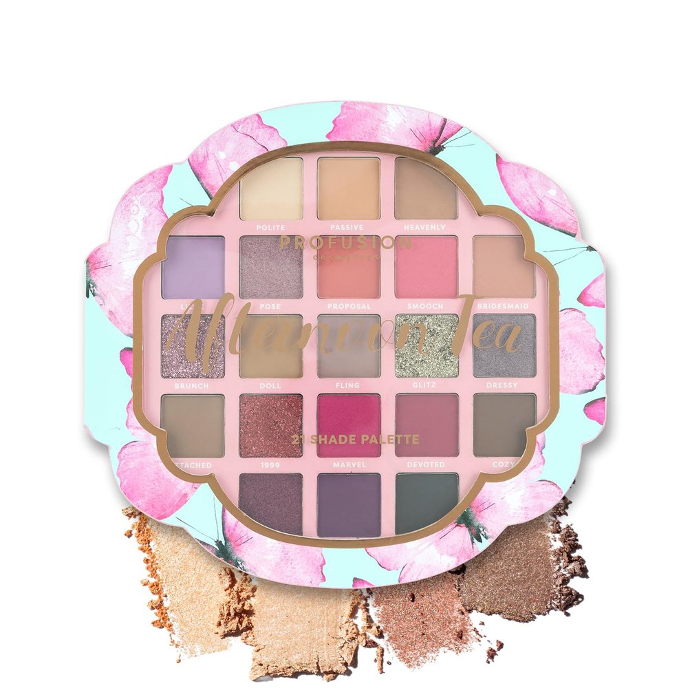 Profusion Cosmetics Afternoon Tea 21 Shades Eyeshadow Palette - Highly Pigmented with Matte & Shimmer Finishes, Blendable Texture for creating Natural to Dramatic Looks, Travel-Friendly Makeup