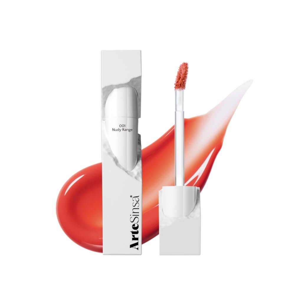 ArteSinsa Dewy Fit Tint  8 Colors | Non-Sticky, Buildable Shine with Vivid Color | Long-Lasting & Moisturizing for a Plump, Glossy Finish | K-Beauty Lip Color (#001 Nudy Range, 0.1 Fl Oz)