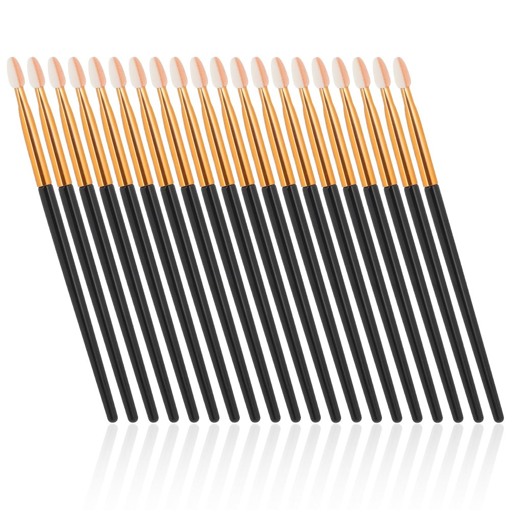 Jeffdad 20Pcs Long Eyeshadow Applicators Sponge Eyeshadow Brush Sets, Reusable Eyeshadow Sponge Applicator Brush Professional Makeup Brushes Tool for Women(Gold Black Pole)