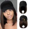 YEKEYI Baseball Cap with Hair Extensions Hat Wig Adjustable Hat Attached Short Straight Synthetic Hairpiece for Women view 3