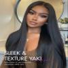 LUVME HAIR 14 Inch Yaki Straight Human Hair Wigs Pre Cut 5x5 Glueless HD Lace Closure Wig Pre Plucked Natural Black view 2
