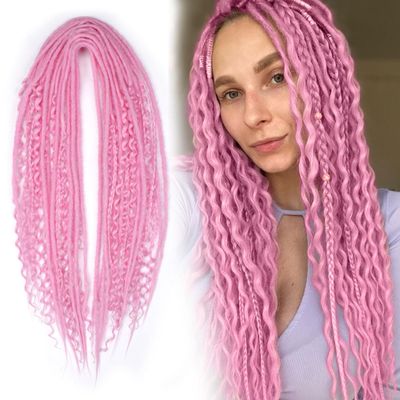 KRALER 24 Inch Mixed DE Dreadlock Extensions Sets, 3 in 1 20 Strands Synthetic Double Ended Dreads Extensions, Hot Party Pink Hippie Crochet Dreads Style for Girls