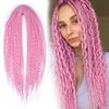KRALER 24 Inch Mixed DE Dreadlock Extensions Sets, 3 in 1 20 Strands Synthetic Double Ended Dreads Extensions, Hot Party Pink Hippie Crochet Dreads Style for Girls view 1
