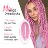 KRALER 24 Inch Mixed DE Dreadlock Extensions Sets, 3 in 1 20 Strands Synthetic Double Ended Dreads Extensions, Hot Party Pink Hippie Crochet Dreads Style for Girls view 3