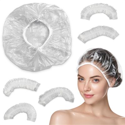 100 PCs Shower Caps for Women Disposable Plastic Hair Cap for Salon, Spa, Travel, and Home Use Waterproof, Comfortable, Lightweight, and Secure Disposable Shower Caps for Women Hair Protection