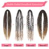 KRALER 24 Inch Mixed DE Dreadlock Extensions Sets, 3 in 1 20 Strands Synthetic Double Ended Dreads Extensions, Ombre Brown Hippie Crochet Dreads Style for Girls view 2