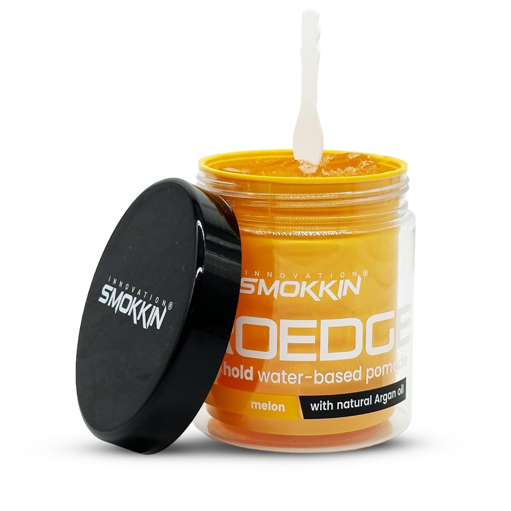 Smokkin Pro Edge Hair Styling Gel  Alcohol-Free, Water-Based Pomade with Strong Hold & Argan Oil  No Flakes, Edge Control, Twist & Braid Gel for Men & Women - 16 Fl oz - Melon
