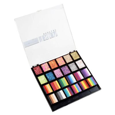 Fusion Body Art | Face Painting and Glitter Palette - 12 Split Cakes & 12 Glitter Creams - Rainbow Party