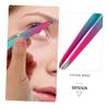 MUSISALY Eyebrow Grooming Tool Stainless Tweezers Trimmer Brush in Gradient Blue-pink for Eyebrow Shaping and Eyelash Care view 2