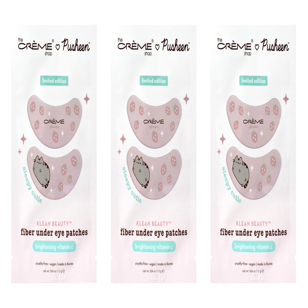 The Crme Shop X PUSHEEN KLEAN BEAUTY Fiber Under Eye Patches | Vitamin C Infused | Cooling & Moisturizing | Set of 3 Pairs | Vegan & Cruelty-Free (Set of 3)