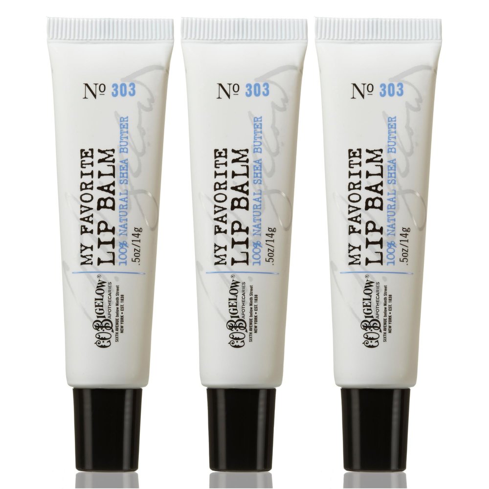 C.O. Bigelow My Favorite Lip Balm Tubes, Pack of 3 Bulk Lip Balm Tubes with Shea Butter & Jojoba Oil, 0.5 oz