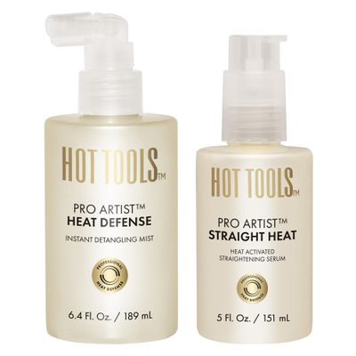 HOT TOOLS Pro Artist Heat Defense Instant Detangling Mist and Straight Heat, Heat Activated Straightening Serum | Protect and Straighten