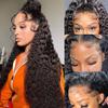 13x6 HD Transparent Lace Front Wigs Human hair Pre Plucked 200% Density Brazilian Water Wave Frontal Wigs Human Hair with Baby Hair Natural Hairline Natural Black Color 28 Inch view 1