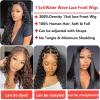 13x6 HD Transparent Lace Front Wigs Human hair Pre Plucked 200% Density Brazilian Water Wave Frontal Wigs Human Hair with Baby Hair Natural Hairline Natural Black Color 28 Inch view 2
