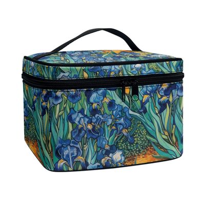 GLUDEAR Women Teen Girls Cute Print Makeup Bag Small Travel Cosmetic Bags Medium Pouch Toiletry Bag,Blue Iris