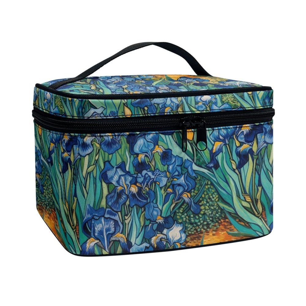 GLUDEAR Women Teen Girls Cute Print Makeup Bag Small Travel Cosmetic Bags Medium Pouch Toiletry Bag,Blue Iris