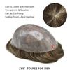 Toupee for Men Men's Toupee Human Hair Replacement System Full Poly Thin Skin Mens Hairpieces Injected PU Mens Toupee Human Hair System Protesis Capilar7x9-120% density#420#4 Medium Brown+20% Grey view 4