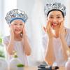 2 Pcs Aluminum Foil Deep Conditioning Hair Cap Reusable Heat Cap For Deep Conditioning Thickened Hair Cap for Oil Treatment Heated Shower Cap Processing Caps for Hair Dye Cap for Home and Salon Use view 2