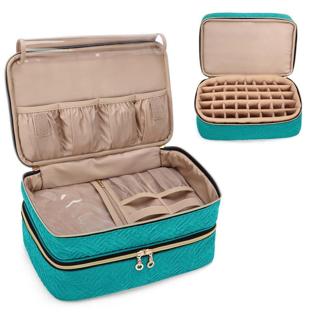 BAFASO Essential Oil Storage Case Holds 40 Bottles (5ml-30ml), Essential Oil Organizer with Tool Storage Sections (Bag Only), Teal