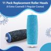 11 Pack Replacement Roller Heads for amop Pedi Perfect Refills Electronic Foot File, Include 6 Extra Coarse & 5 Regular Coarse Replacement Heads Compatible with Amop (Black+Blue) view 4