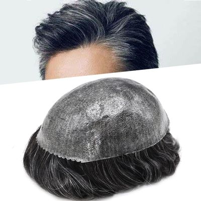 Toupee for Men Men's Toupee Human Hair Replacement System Full Poly Thin Skin Mens Hairpieces Injected PU Mens Toupee Human Hair System Protesis Capilar8x10-110% density#1B20#1B Off Black+20% Grey