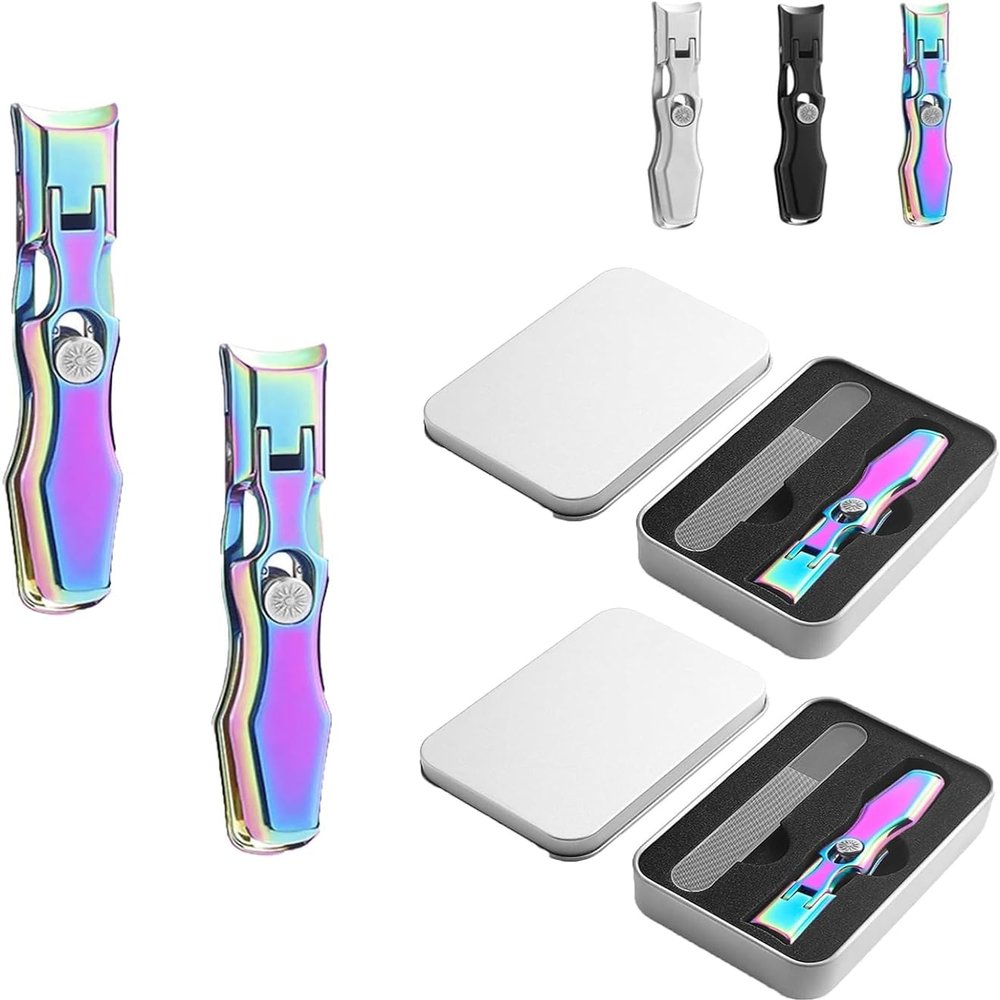 2PCS Sherum Nail Clipper, Comfort Clip Nail Clipper, Portable Ultra Sharp Nail Clippers, Cumuul Toenail Clippers for Seniors Thick Toenails, Cumulus Nail Clipper for Men Women (E)