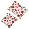 2 Pcs Pocket Cosmetic Bag, Pink Fruits Strawberries Pattern Self-Closing Shrapnel Makeup Bag No Zipper Small Makeup Pouch for Mini Travel Storage for Cosmetics Headphones Jewelry Organizer view 1