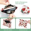 2 Pcs Pocket Cosmetic Bag, Pink Fruits Strawberries Pattern Self-Closing Shrapnel Makeup Bag No Zipper Small Makeup Pouch for Mini Travel Storage for Cosmetics Headphones Jewelry Organizer view 3