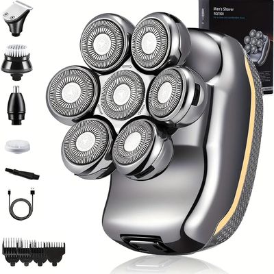 EKHOU Head Shavers for Bald Men, 5 in 1 Men's Electric Head Shaver Razor Rechargeable Cordless Hair Shaving Razors for Bald Man Waterproof Wet Dry Beard Trimmer