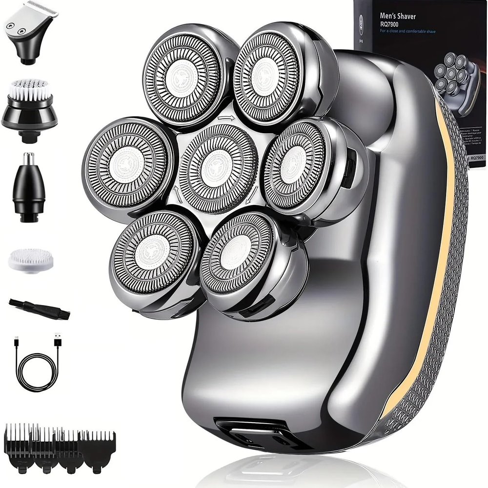 EKHOU Head Shavers for Bald Men, 5 in 1 Men's Electric Head Shaver Razor Rechargeable Cordless Hair Shaving Razors for Bald Man Waterproof Wet Dry Beard Trimmer