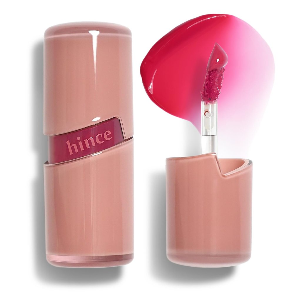 HINCE Raw Glow Lip Tint - Stain Glazed, Glossy Dewy Lip Gloss, Non Sticky & Long Wearing for Natural Glass Glow, Hydrating, Moisturizing Liquid Lipstick, Vegan, 0.13 fl.oz. (HIBISCUS, 05)