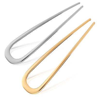 2pcs Metal French Hair Pins for Thick Hair, U-Shaped Stick Hair Pins Metal Hair Pin Fork for Women Girls Hair Types Styling Hair Accessories (1 Gold & 1 Silver)