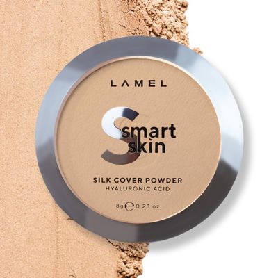 Lamel Smart Skin Silk Compact Powder - Long Lasting Pressed Finishing Powder - Oil Control Makeup, Suitable for Dry Skin, Lightweight Formula - 404 Sand 0.28 oz