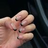 ZIIVIEVS Black French Handmade Phototherapy Nail Patch Starry Sky Small Diamond Short Style Handmade Wearing Nail Patch False Nail (Size : S) view 1
