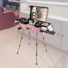 BANEBONE Makeup Train Case Professional Aluminum Alloy Rolling with Lighted Mirror Large Cosmetic Organizer Box with Wheels, Travel Vanity Box 8 * 5W LED Bulbs Capacity 110.23lbs Pink view 2